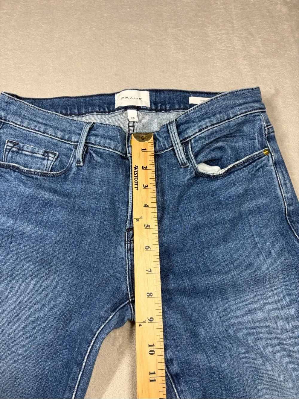 FRAME Le Garçon Rodeo Blue Cropped Denim Blue Jeans Size 25